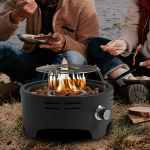 15" Outdoor Portable Propane Fire Pit, Camping Fire Pit With Cooking Support Tabletop Fire Pit With Quick Connect Regulator - Black Outlet 2025 Unisex