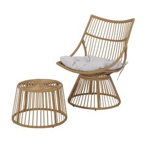 2 Piece Rattan Patio Set With Club Chair And Side Table - Beige / Light Brown Discount Professional