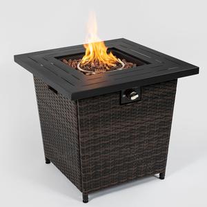 28" Wicker Square Fire Pit Table - Black Brown Outlet Finishline
