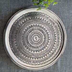 14" Hand Chiseled Tin Plated Copper Tray Discount Best Seller