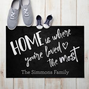 "Home is where you're loved the most" Personalized Doormat - 18x27 Inch, 1/8" Thin Outlet Popular