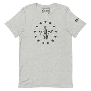 13 Star Betsy Ross Design With Patriot Farmer, Dark Gray Print. Cheap Low Shipping Fee