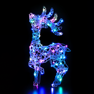 66cm Colour Changeable White Rattan Tatton Standing Deer - 80 LEDs Outlet Buy